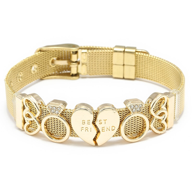 Crystal Heart Anchor Charm Fine Bracelet - Orchid Unique