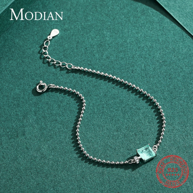 Square Tourmaline Beads Chain Bracelet - Orchid Unique