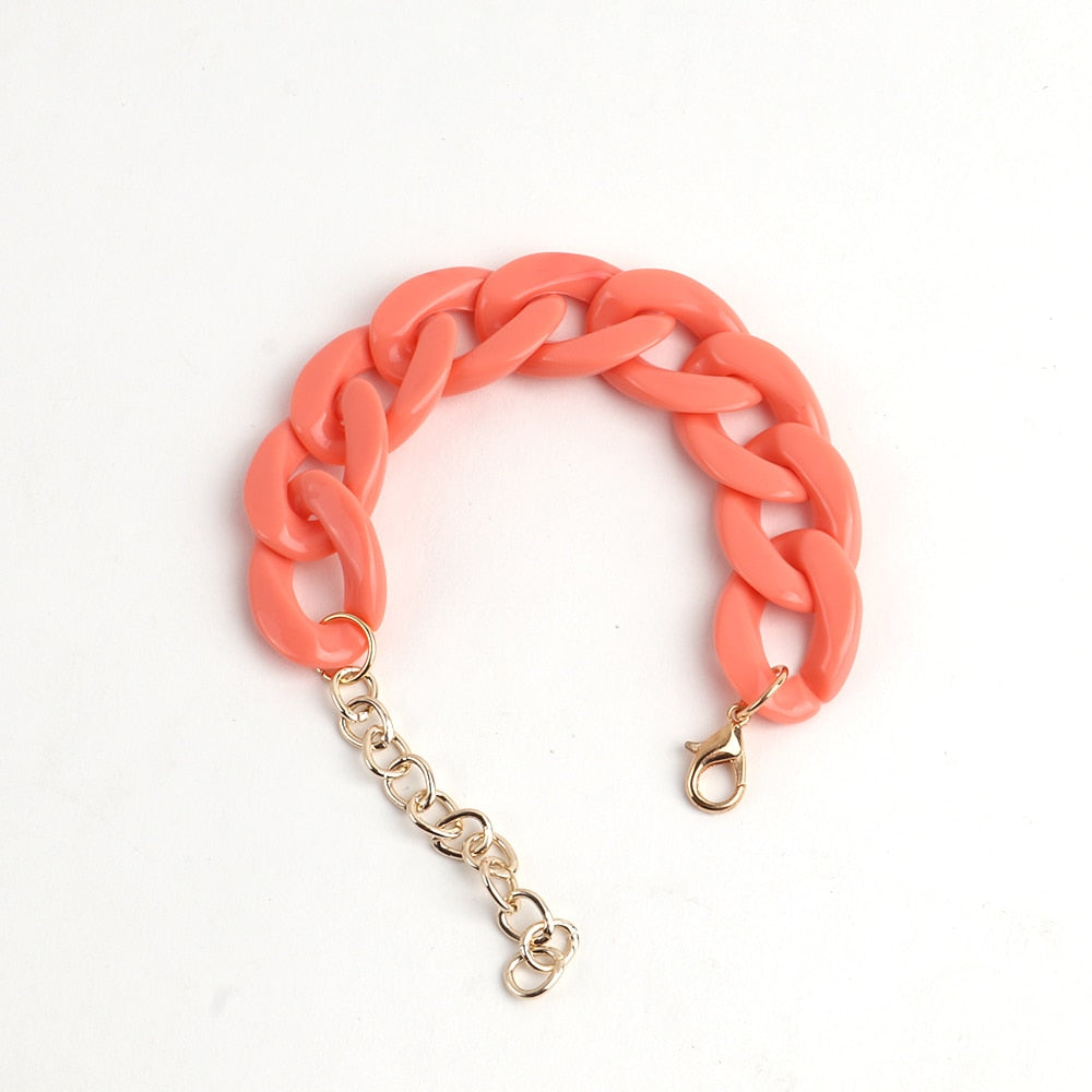 Colorful Acrylic Thick Chain Bracelets - Orchid Unique