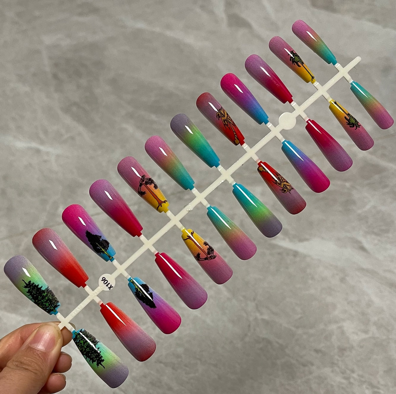 Long False Nails Tips - Orchid Unique