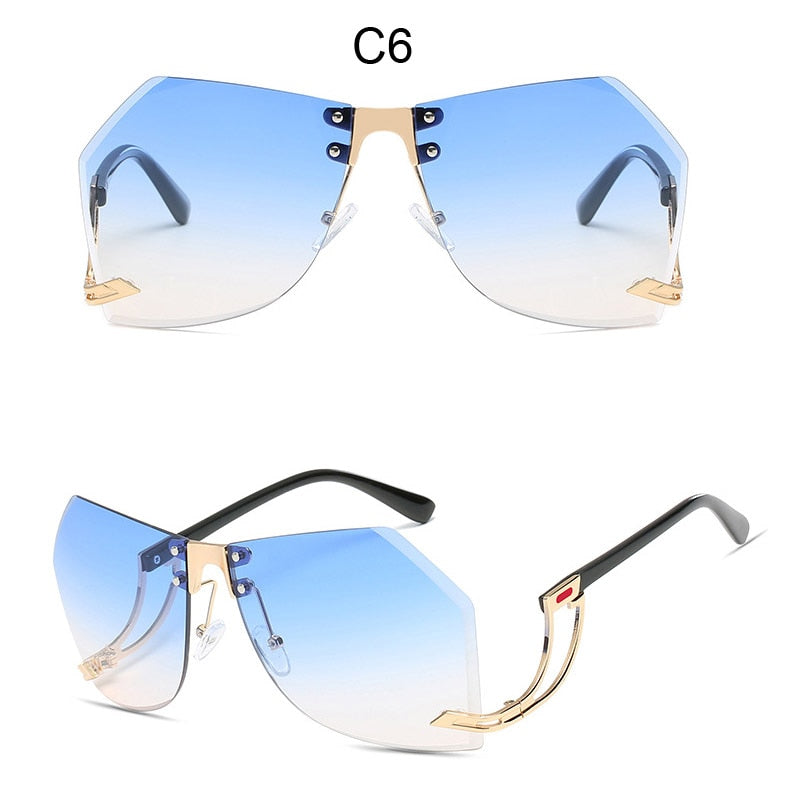 Irregular Rimless Sunglasses - Orchid Unique