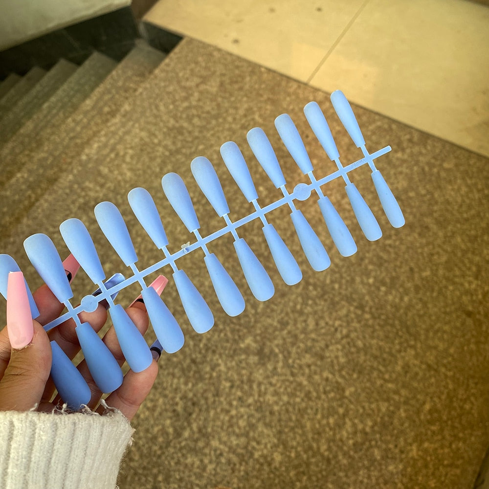 Matte Super Long Coffin False Nails - Orchid Unique