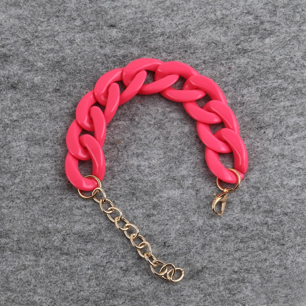 Colorful Acrylic Thick Chain Bracelets - Orchid Unique