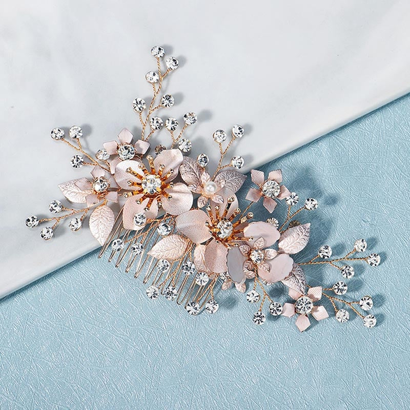 Rhinestone Bridal Hair Comb Pearl Tiaras - Orchid Unique