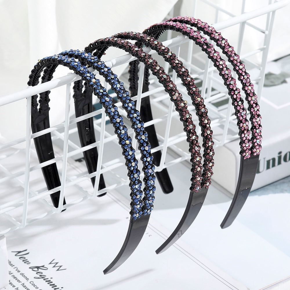 Hairbands Bezel Colorful Rhinestone - Orchid Unique