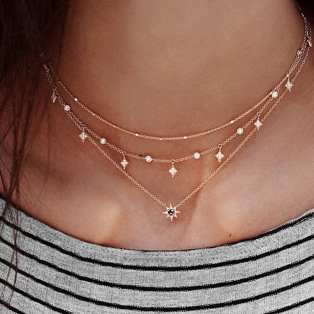 White Round Delicate Layer Choker Necklace - Orchid Unique