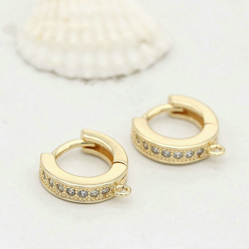 Hoop Hooks Earring 14k Gold Plated Inlaid Zircon - Orchid Unique