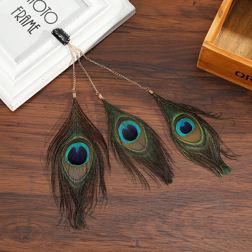 Levao Indian Festival Tassel Feather Hair Combs Hairpins for Women Hippie Headpiece Ethnic Head Band Hair Comb Clips Headwear - Orchid Unique