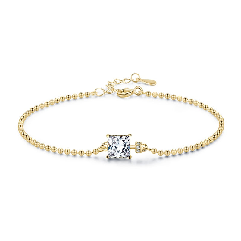 Square Tourmaline Beads Chain Bracelet - Orchid Unique