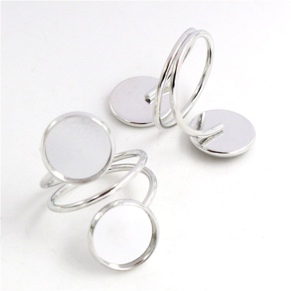 5pcs Silver Plated Ring Bezels - Orchid Unique