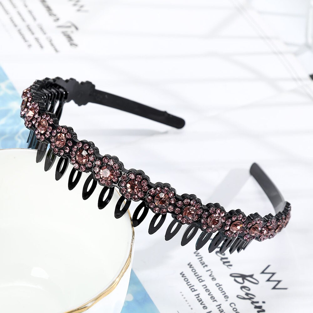 Hairbands Bezel Colorful Rhinestone - Orchid Unique