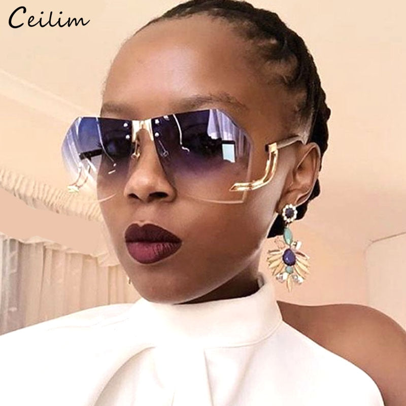 Irregular Rimless Sunglasses - Orchid Unique