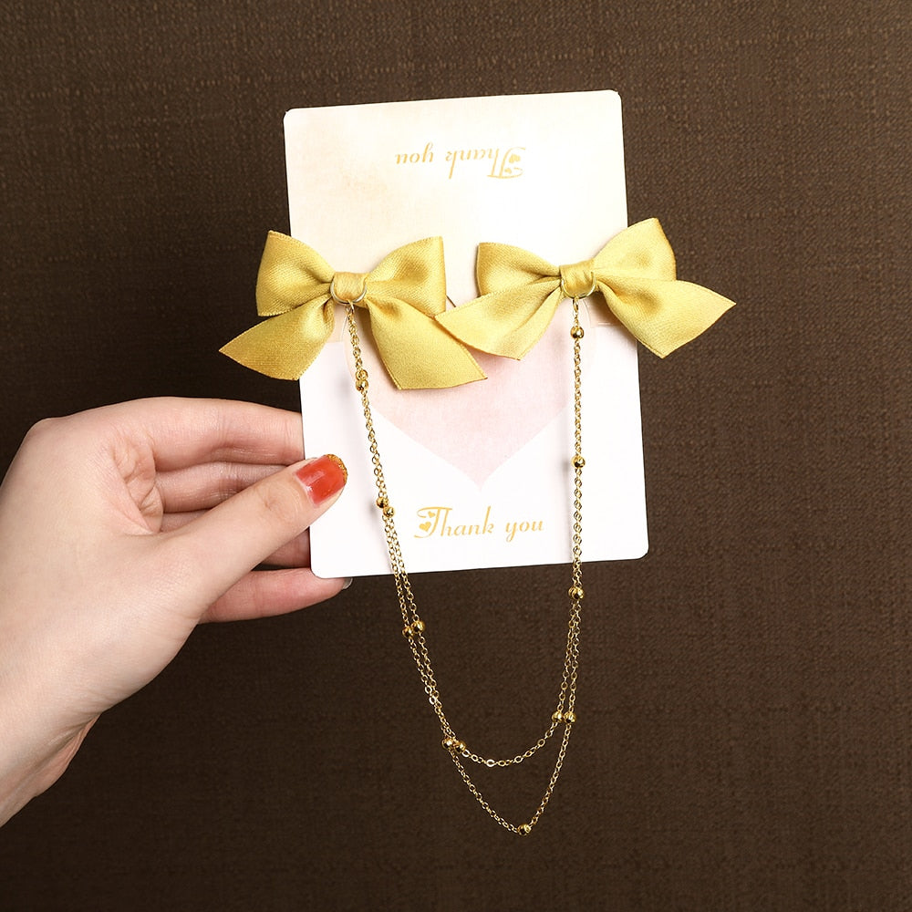 Vintage Bow Pearl Chain Hairpins - Orchid Unique