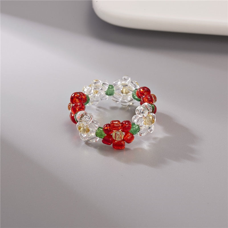 Colorful Bohemia Handmade Flower Ring - Orchid Unique