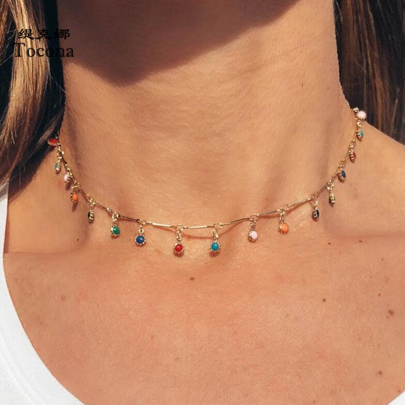 Bohemian Colorful Beaded Necklace - Orchid Unique