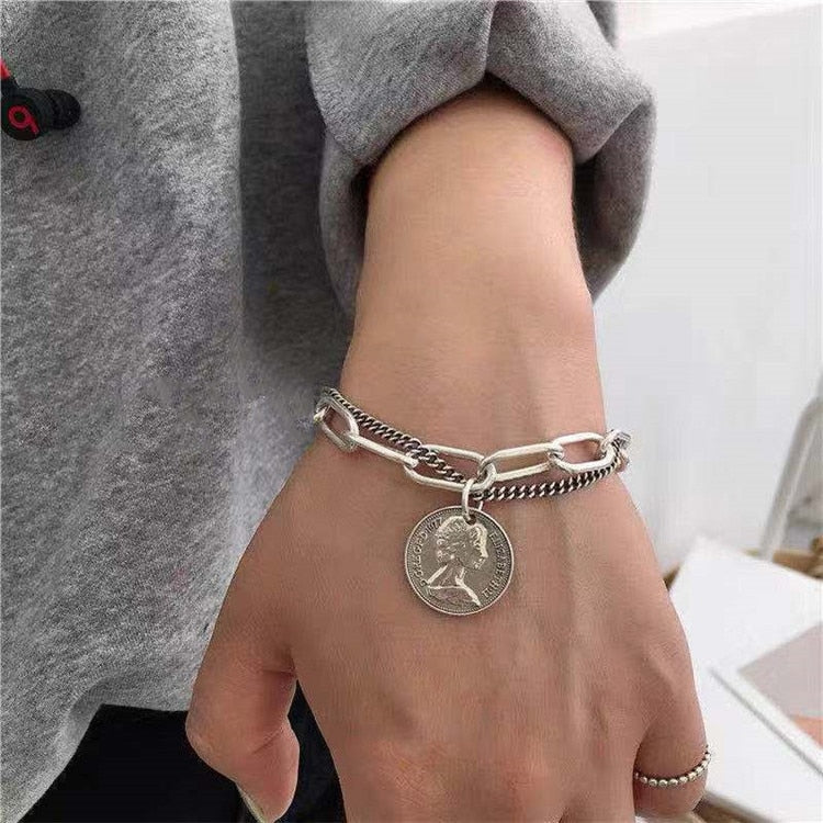 Fashion Punk Curb Cuban Chain Bracelets Set - Orchid Unique