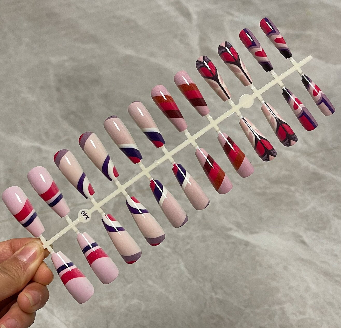 Long False Nails Tips - Orchid Unique