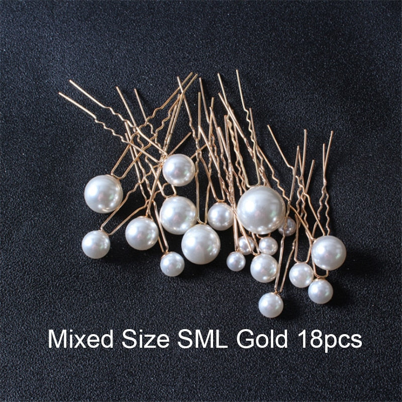 Women U-shaped Pin Metal Barrette Clip Hairpins Simulated Pearl Bridal Tiara Hair Accessories Wedding Hairstyle Design Tools - Orchid Unique