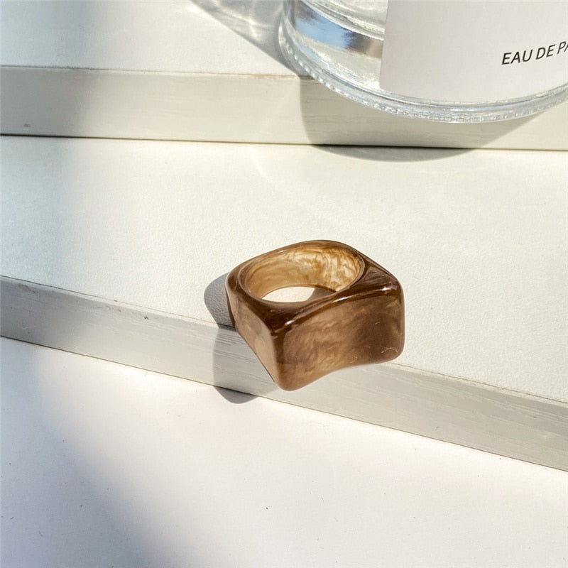 6PCS/SET Simple Thick Colorful Transparent Rings - Orchid Unique
