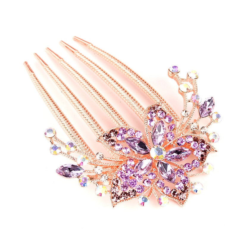 Austrian Rhinestone Hair Comb - Orchid Unique