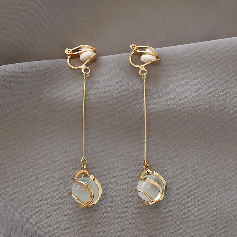 Cute Handmade pearl clip on Earrings - Orchid Unique