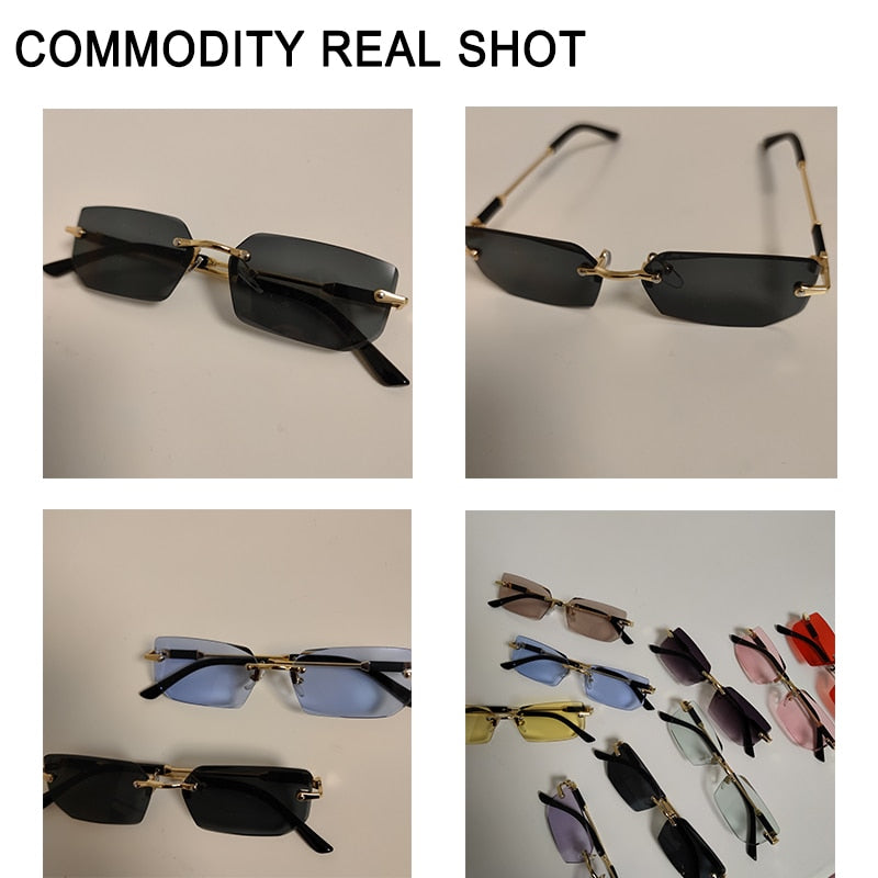Rectangular Rimless Sunglasses - Orchid Unique