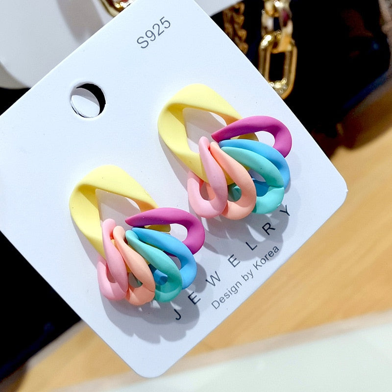 Candy Color Acrylic Earrings - Orchid Unique