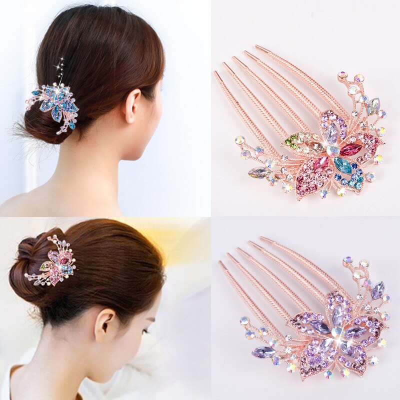 Austrian Rhinestone Hair Comb - Orchid Unique