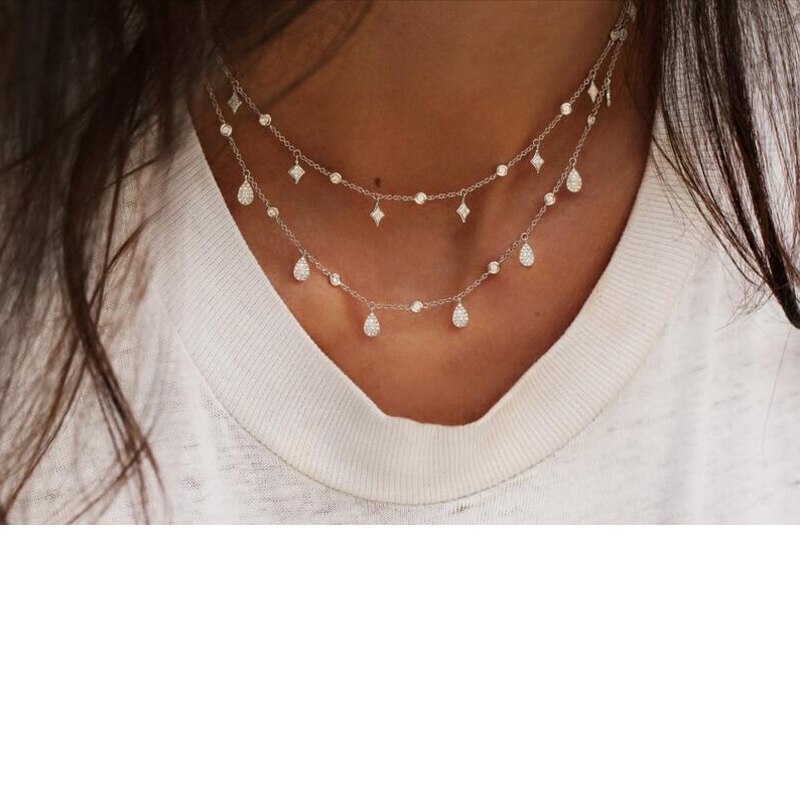 White Round Delicate Layer Choker Necklace - Orchid Unique