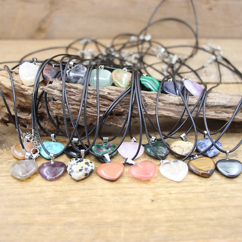 Natural Agates Quartz Heart Shape Pendant - Orchid Unique