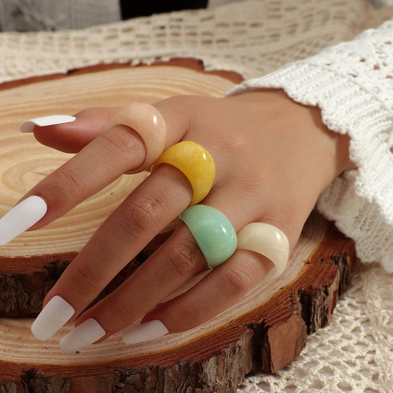 4Pcs/Set Colorful Sweet Acrylic Rings - Orchid Unique