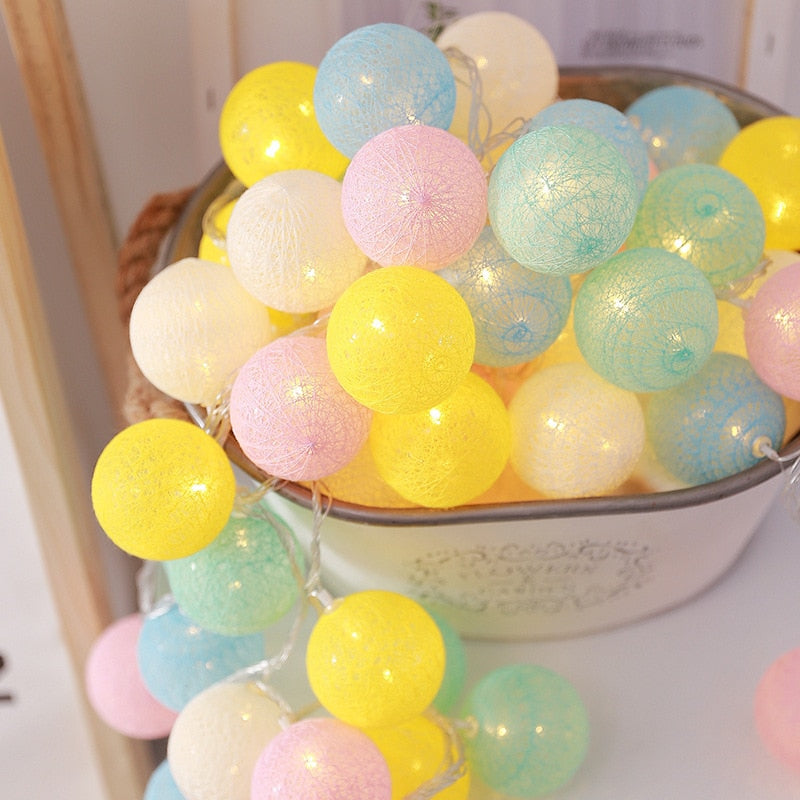 3M 20 LEDS Cotton Ball Garlands Fairy Lights - Orchid Unique