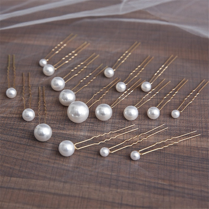 Women U-shaped Pin Metal Barrette Clip Hairpins Simulated Pearl Bridal Tiara Hair Accessories Wedding Hairstyle Design Tools - Orchid Unique