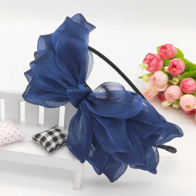 Big Bow Floral Shining Hair Band - Orchid Unique