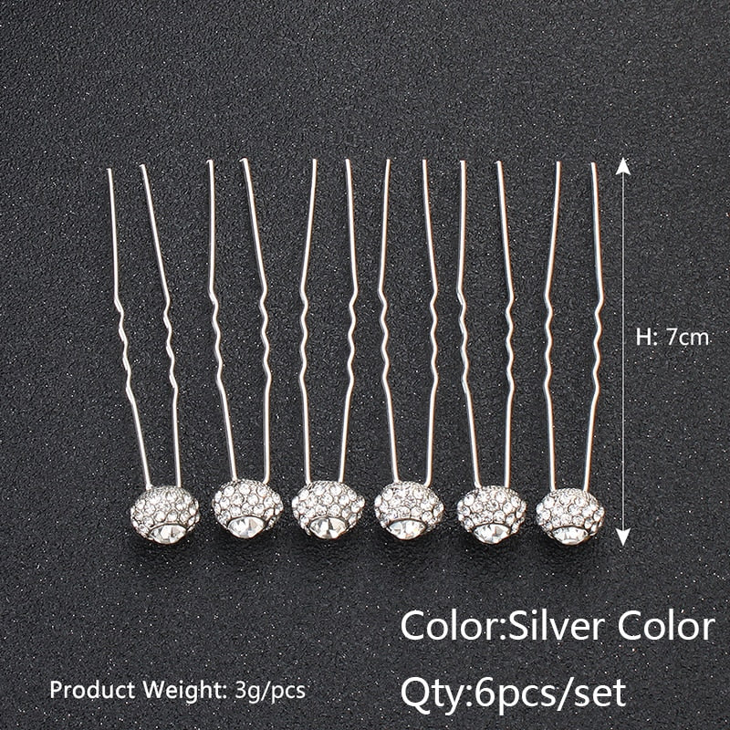 Efily Bridal Wedding Hair Accessories Rhinestone Hair Pins Forks for Women Pearl Hairpins Bride Headpiece Party Jewelry Gift - Orchid Unique