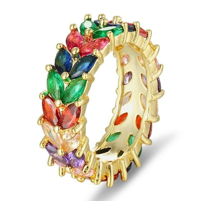 Top Quality Colorful Rainbow CZ Ring - Orchid Unique