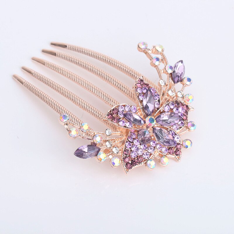 Crystal Flower Hair Combs - Orchid Unique