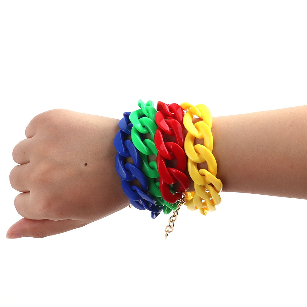Colorful Acrylic Thick Chain Bracelets - Orchid Unique
