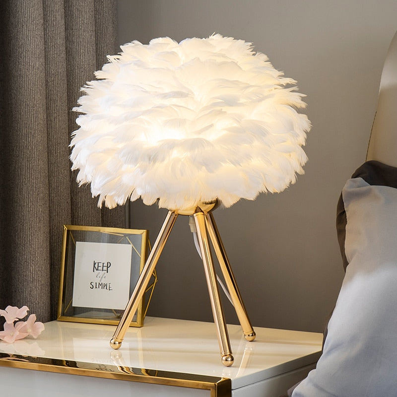 Feather Bedroom Table Lamp - Orchid Unique