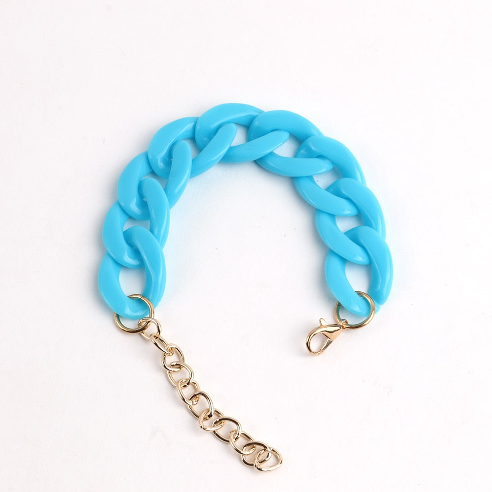 Colorful Acrylic Thick Chain Bracelets - Orchid Unique