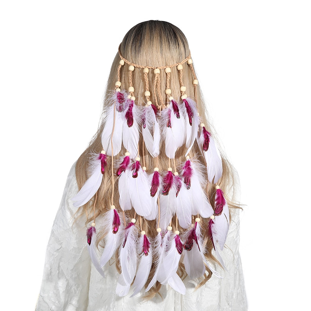 Festival Boho Feather Headband - Orchid Unique