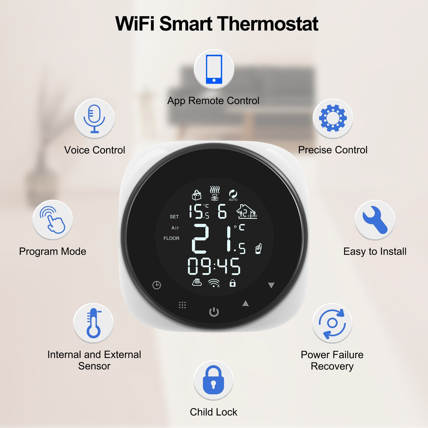 Smart WIFI Thermostat Clock - Orchid Unique