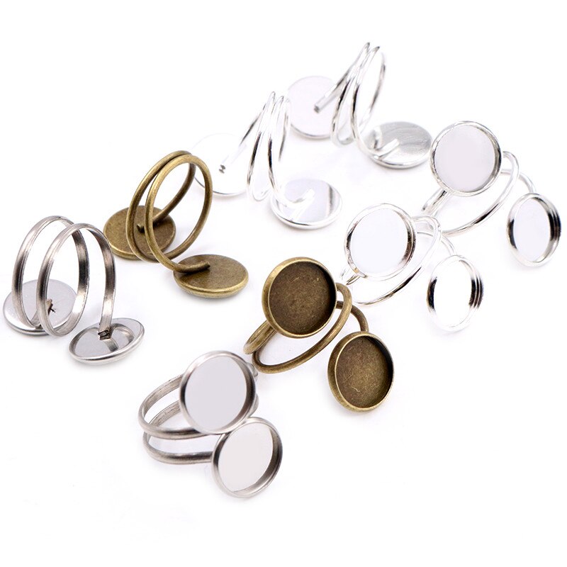 5pcs Silver Plated Ring Bezels - Orchid Unique