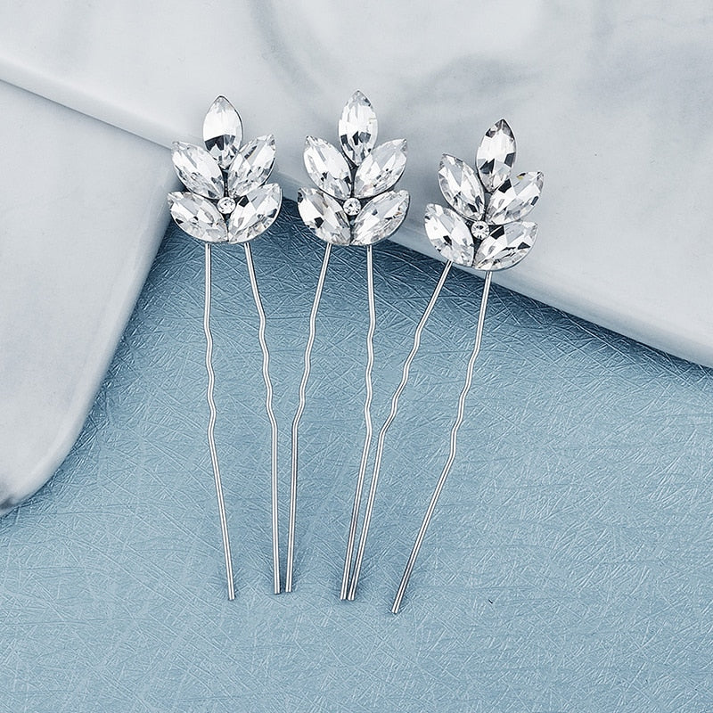 Efily Bridal Wedding Hair Accessories Rhinestone Hair Pins Forks for Women Pearl Hairpins Bride Headpiece Party Jewelry Gift - Orchid Unique