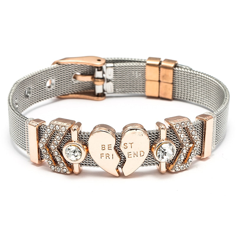 Crystal Heart Anchor Charm Fine Bracelet - Orchid Unique