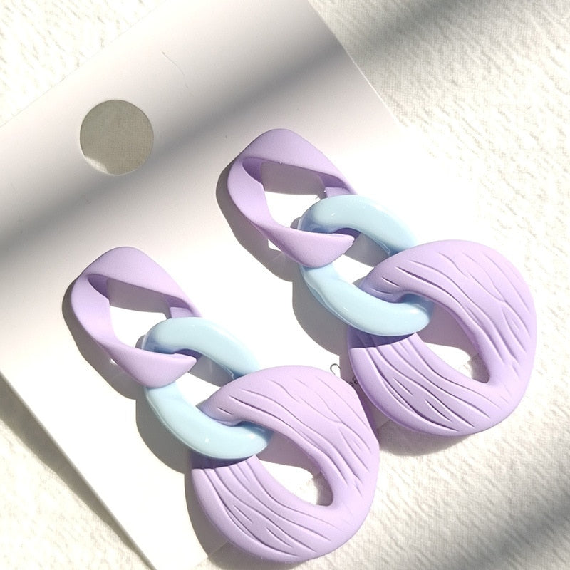Candy Color Acrylic Earrings - Orchid Unique
