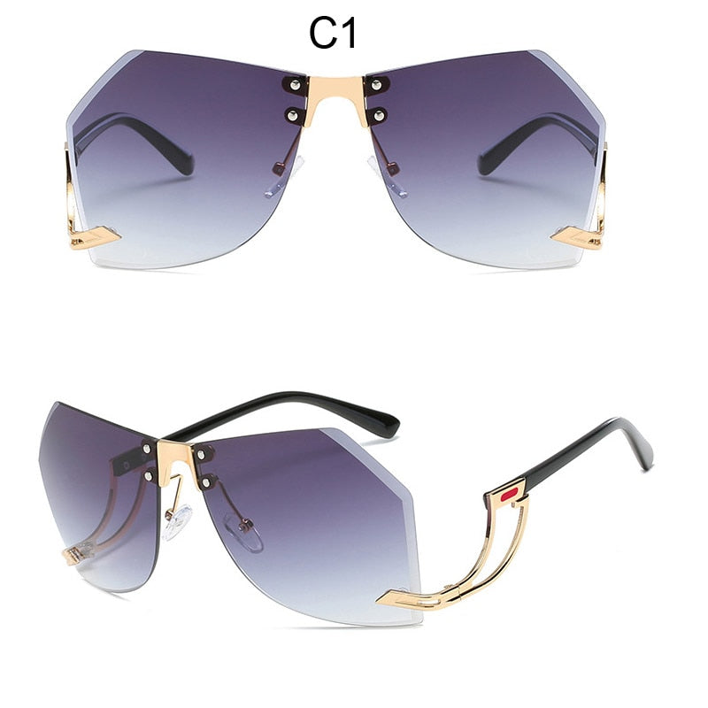 Irregular Rimless Sunglasses - Orchid Unique