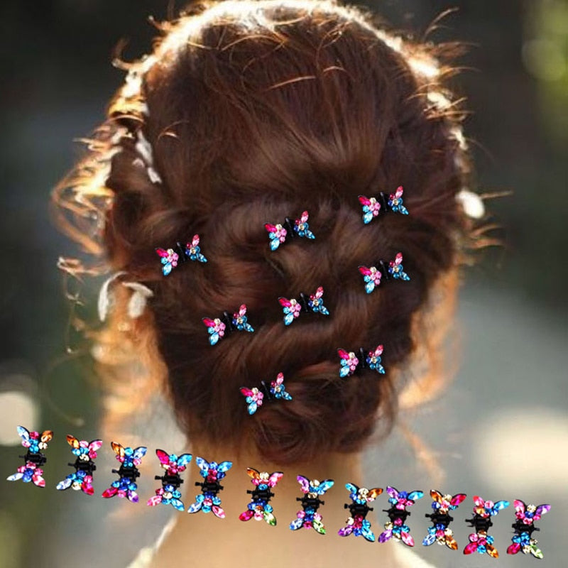 Cute Crystal Butterfly Hair Clips - Orchid Unique