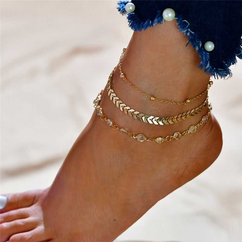 Bohemia Gold Color Chain Ankle Bracelet - Orchid Unique