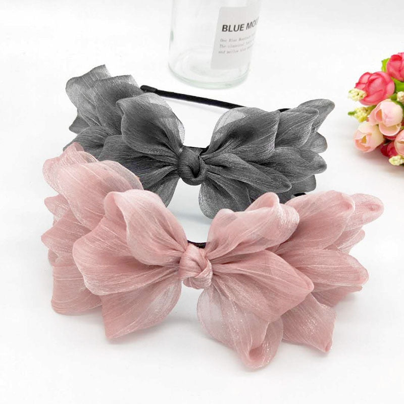 Big Bow Floral Shining Hair Band - Orchid Unique